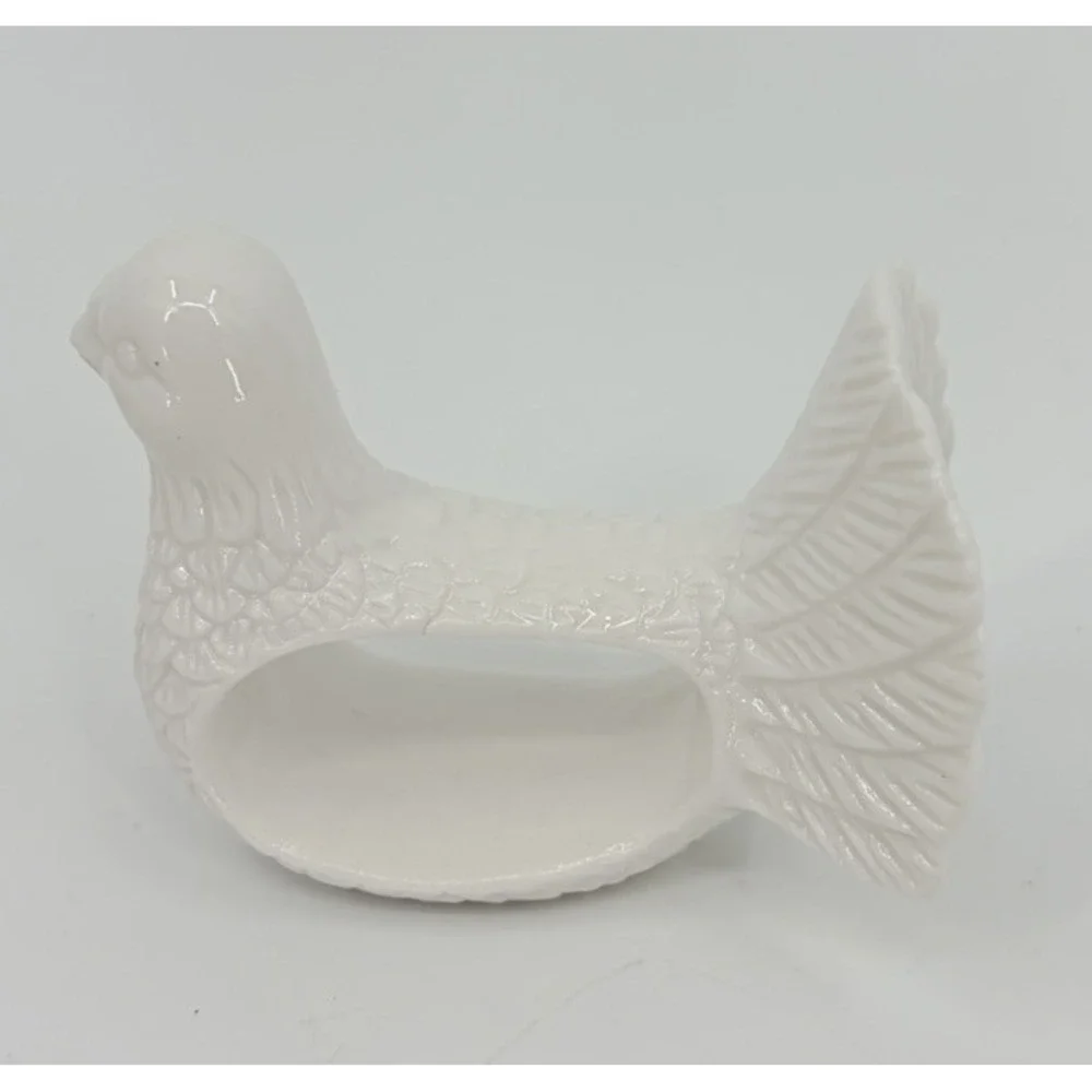 Vintage Shafford Design Dove Napkin Rings Set of 4 White Porcelain